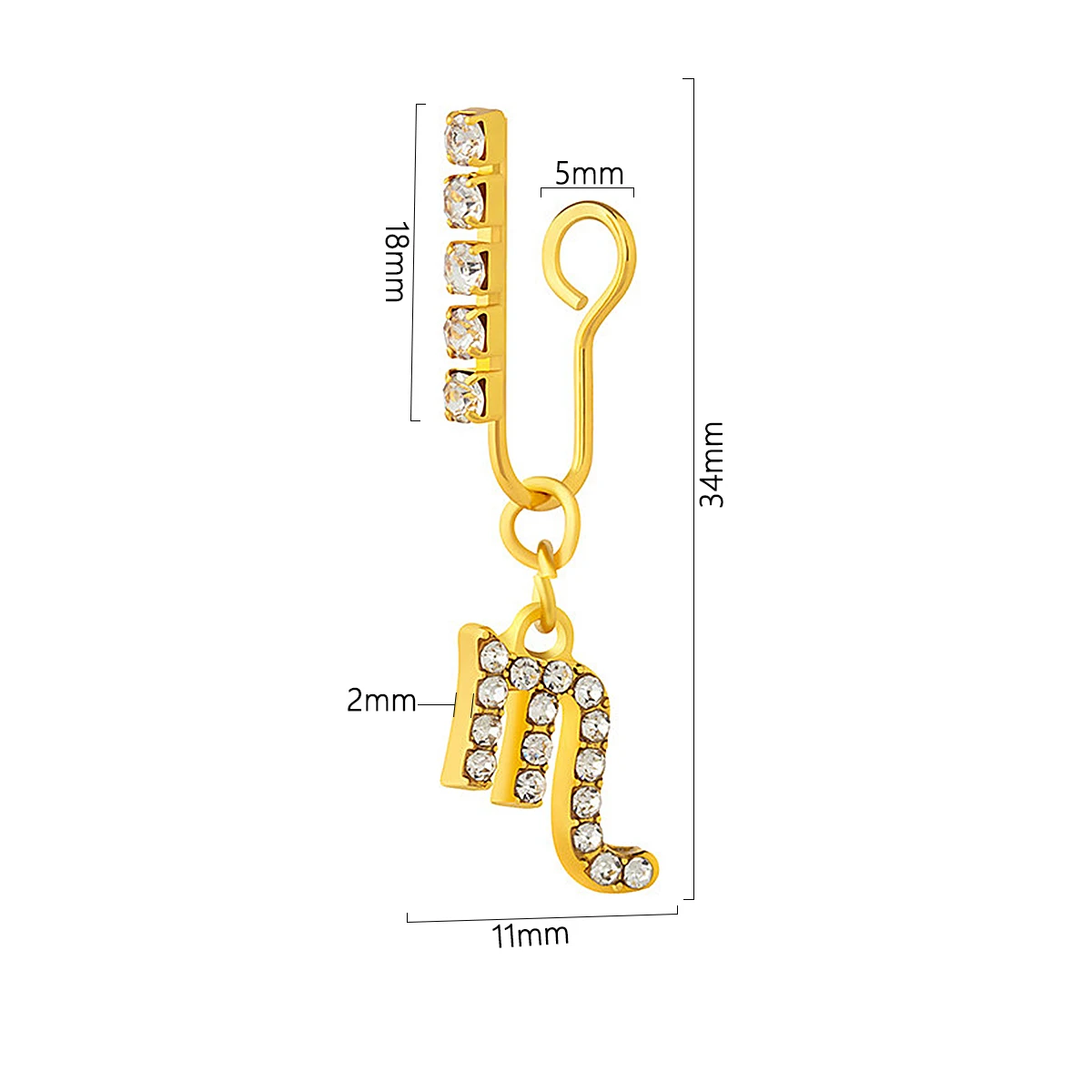 Body Jewelry Ear Piercing - Confezione da 2 clip per l'orecchio