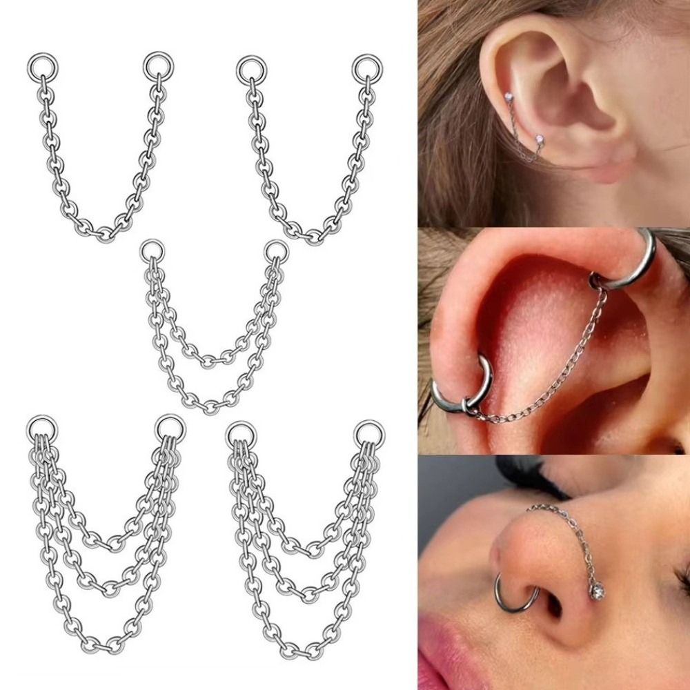 Body Jewelry Ear Piercing - Catena per Naso in Titanio a