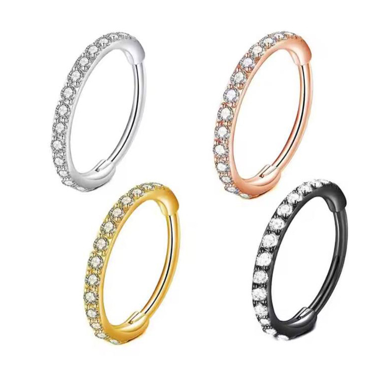 Body Jewelry Ear Piercing - Anello da naso 16G con zirconi