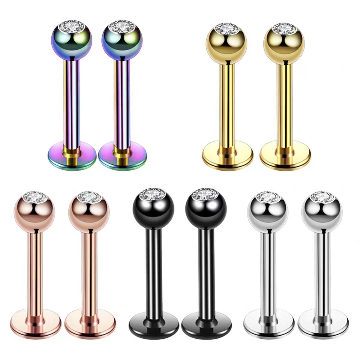 Body Jewelry Ear Piercing - Piercing Labret/Tragus/Orecchio in Acciaio Chirurgico 16G