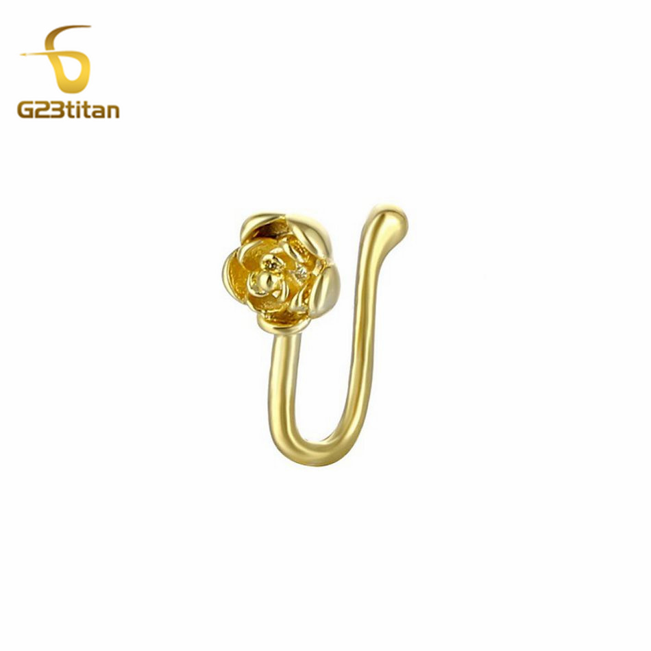 Body Jewelry Ear Piercing - 1 pz Clip Naso a Rosa