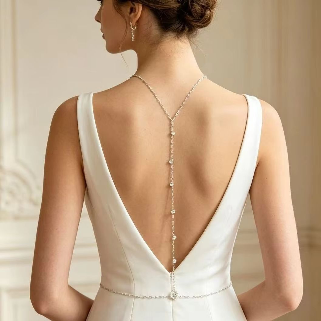 Body Jewelry Necklace - Catena per il corpo con zirconi,