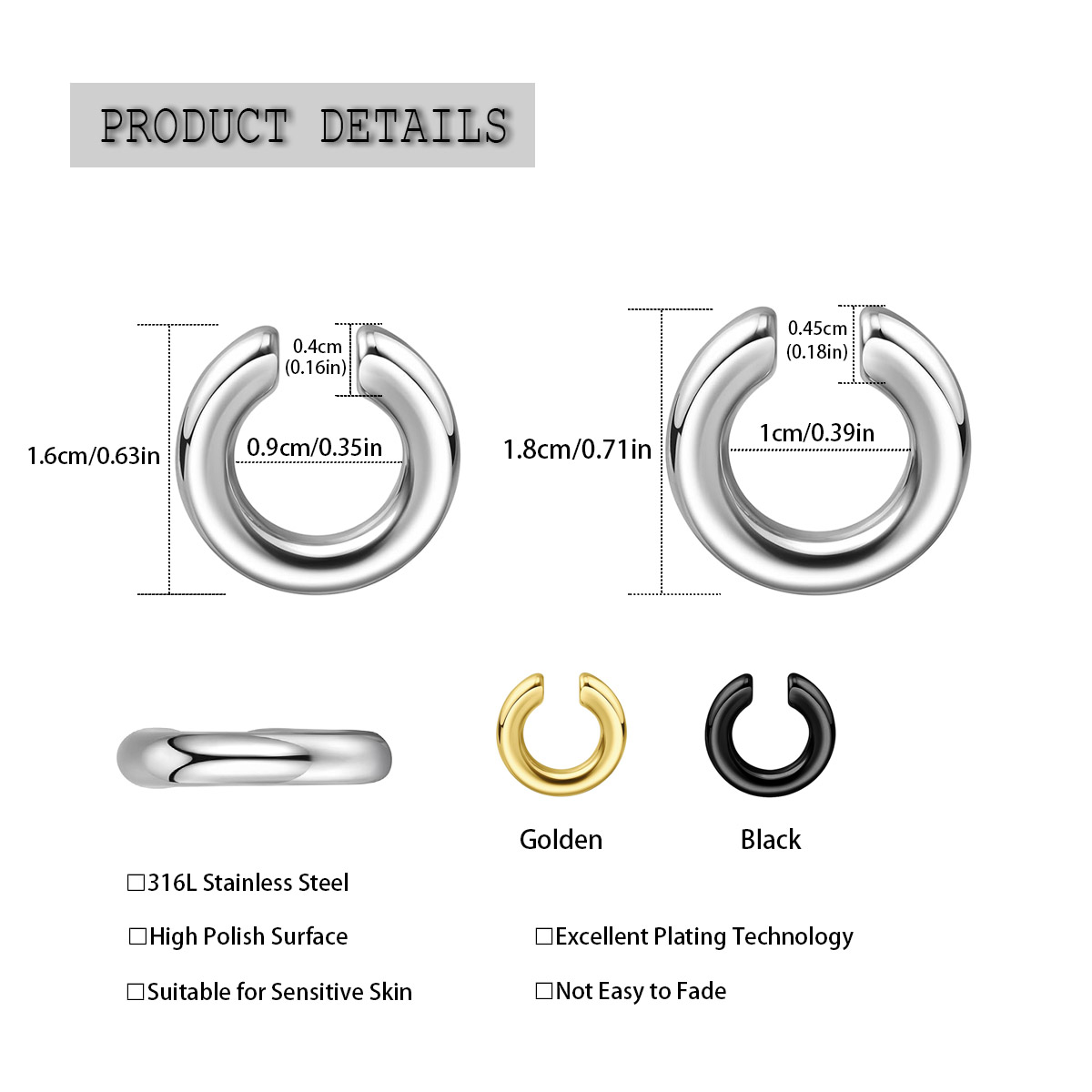 1pc esagerato a forma di c non - Body Jewelry Ear Piercing recensione e prezzo